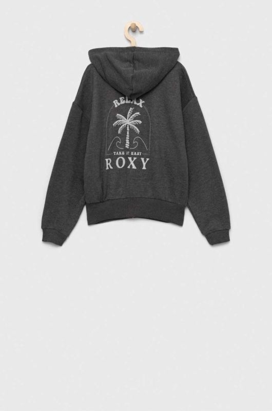 Дитяча кофта Roxy колір сірий з капюшоном однотонна фото 2