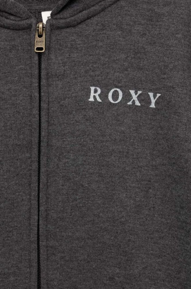 Дитяча кофта Roxy колір сірий з капюшоном однотонна фото 3