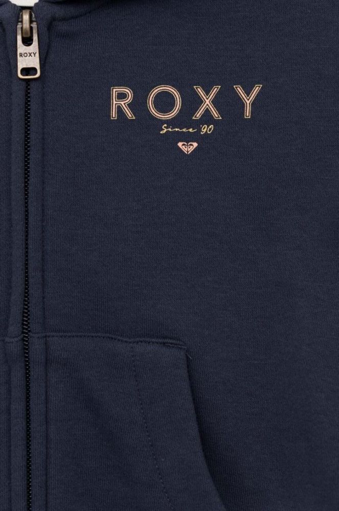 Дитяча кофта Roxy колір синій з капюшоном однотонна фото 3