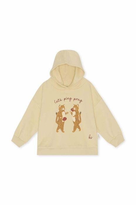 Дитяча кофта Konges Sl?jd колір бежевий з капюшоном візерунок