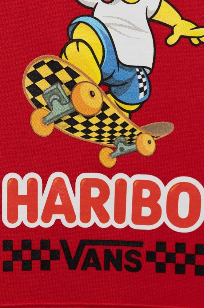 Дитяча кофта Vans x Haribo колір червоний з капюшоном візерунок фото 3