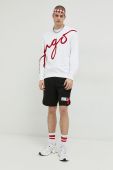 Бавовняна кофта HUGO чоловіча колір білий з аплікацією (3080849)