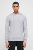 Кофта HUGO чоловіча колір сірий з капюшоном однотонна