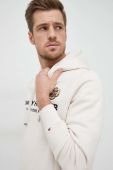 Кофта Tommy Hilfiger чоловіча колір бежевий з капюшоном з аплікацією (2815810)