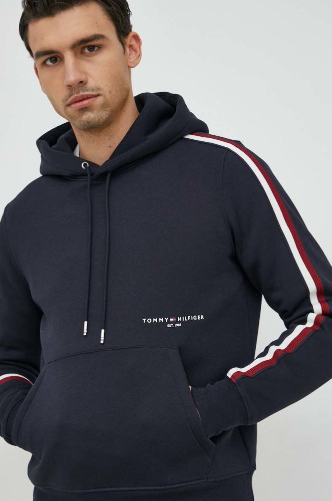 Кофта Tommy Hilfiger чоловіча колір синій з капюшоном з аплікацією (2870245)