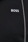 Бавовняна кофта BOSS BOSS GREEN чоловіча колір чорний з капюшоном однотонна