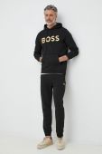 Кофта BOSS BOSS GREEN чоловіча колір чорний з капюшоном з аплікацією (3012088)