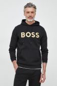 Кофта BOSS BOSS GREEN чоловіча колір чорний з капюшоном з аплікацією (3012088)