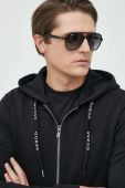 Кофта Guess чоловіча колір чорний з капюшоном з аплікацією (2887135)