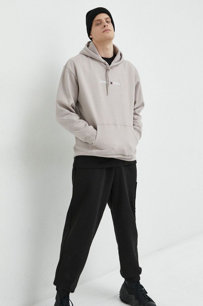 Кофта Tommy Jeans чоловіча колір сірий з капюшоном з аплікацією (2826971)