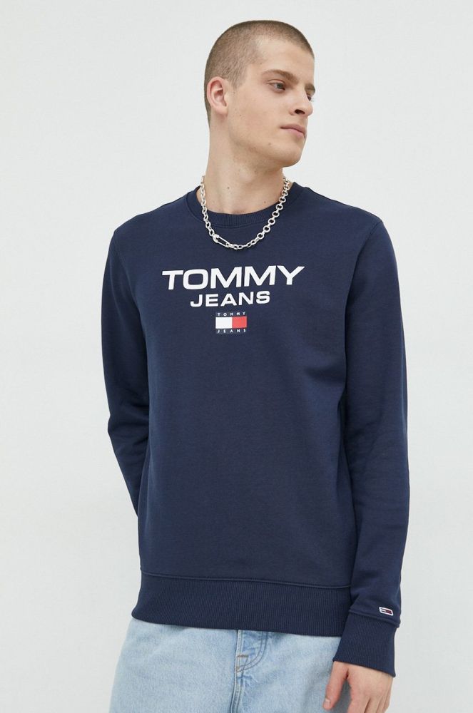 Бавовняна кофта Tommy Jeans чоловіча колір синій з принтом (2826990)