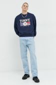 Бавовняна кофта Tommy Jeans чоловіча колір синій з аплікацією (2890337)