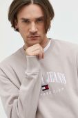 Бавовняна кофта Tommy Jeans чоловіча колір бежевий з аплікацією (2862192)