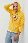 Бавовняна кофта Tommy Jeans чоловіча колір жовтий з капюшоном з принтом (2827038)