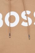Бавовняна кофта BOSS чоловіча колір бежевий з капюшоном з принтом (2873759)