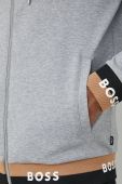 Кофта BOSS чоловіча колір сірий з капюшоном з принтом