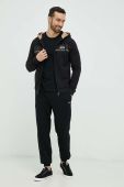 Бавовняна кофта BOSS чоловіча колір чорний з капюшоном з принтом (2908897)