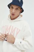 Кофта Tommy Jeans чоловіча колір бежевий з капюшоном з аплікацією (2935986)