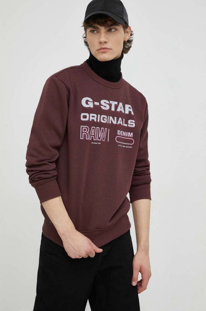 Кофта G-Star Raw чоловіча колір бордовий з принтом