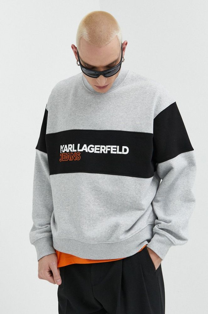 Кофта Karl Lagerfeld Jeans чоловіча колір сірий візерунок