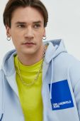 Кофта Karl Lagerfeld Jeans чоловіча з капюшоном з принтом колір блакитний