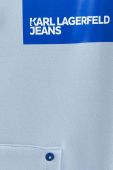 Кофта Karl Lagerfeld Jeans чоловіча з капюшоном з принтом колір блакитний