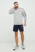 Кофта adidas чоловіча колір сірий з капюшоном з аплікацією