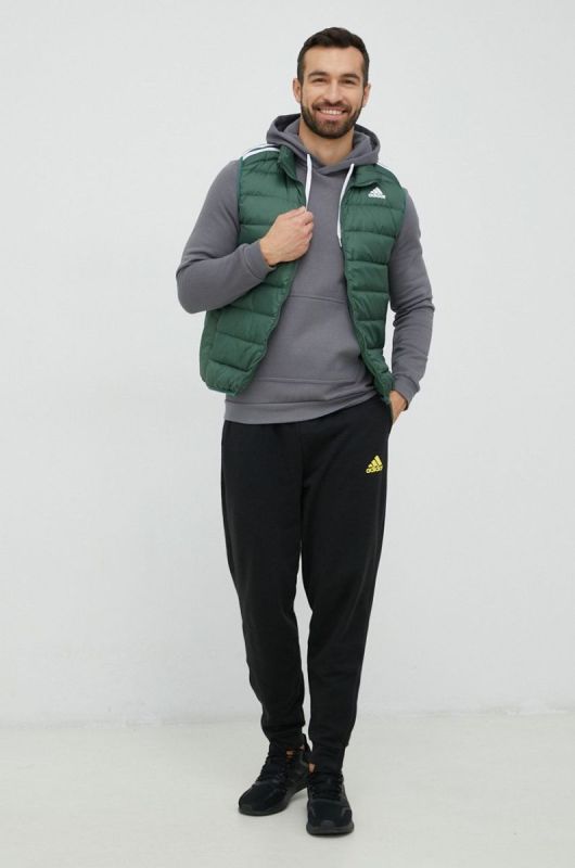 Кофта adidas Performance чоловіча колір сірий з капюшоном однотонна фото 2