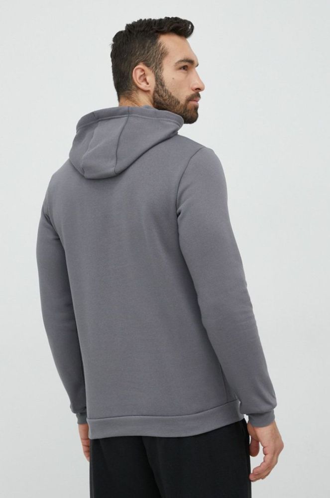 Кофта adidas Performance чоловіча колір сірий з капюшоном однотонна фото 3