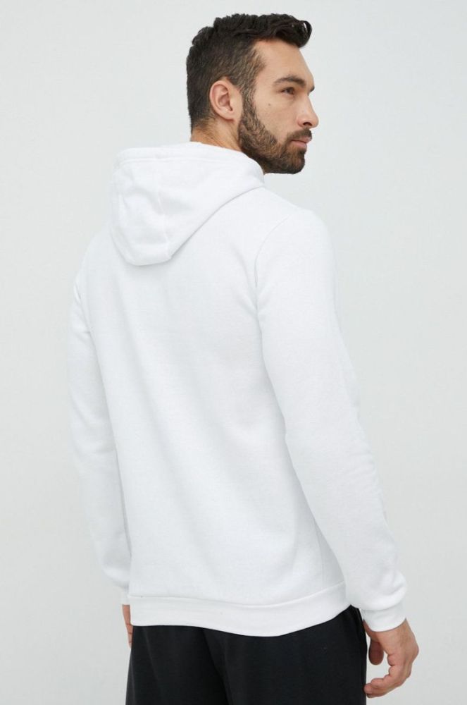 Кофта adidas Performance чоловіча колір білий з капюшоном однотонна фото 3