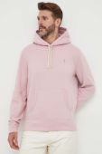 Кофта Polo Ralph Lauren чоловіча колір рожевий з капюшоном однотонна
