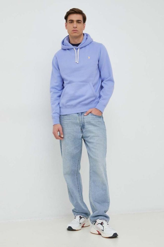 Кофта Polo Ralph Lauren Чоловіча колір зелений з капюшоном однотонна фото 2
