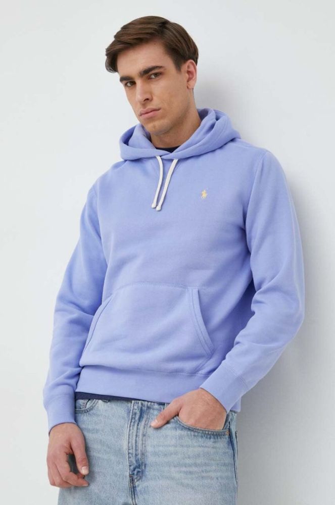 Кофта Polo Ralph Lauren Чоловіча колір зелений з капюшоном однотонна фото 4
