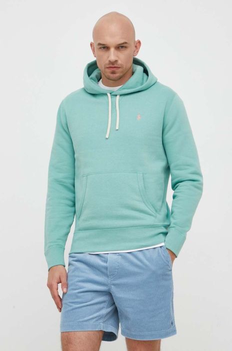 Кофта Polo Ralph Lauren чоловіча колір зелений з капюшоном однотонна (3256615)
