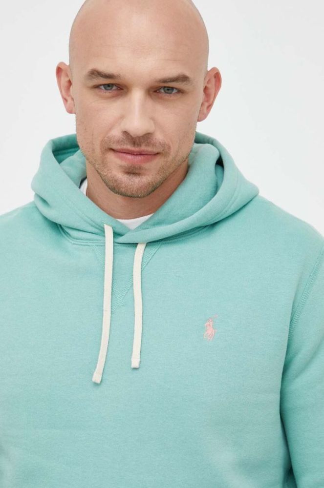 Кофта Polo Ralph Lauren чоловіча колір зелений з капюшоном однотонна (3256615) фото 4