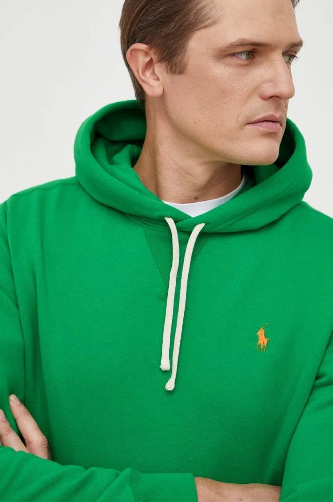 Кофта Polo Ralph Lauren чоловіча колір зелений з капюшоном однотонна (3687071)