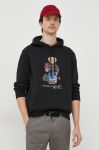 Кофта Polo Ralph Lauren чоловіча колір чорний з капюшоном з принтом (3478679)