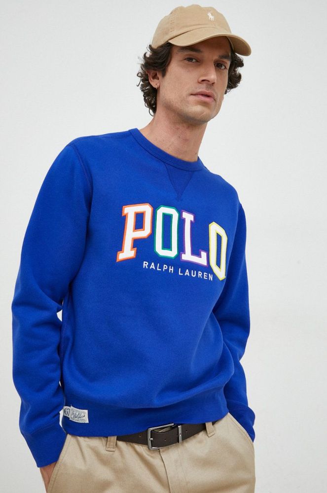 Кофта Polo Ralph Lauren чоловіча  з аплікацією колір блакитний