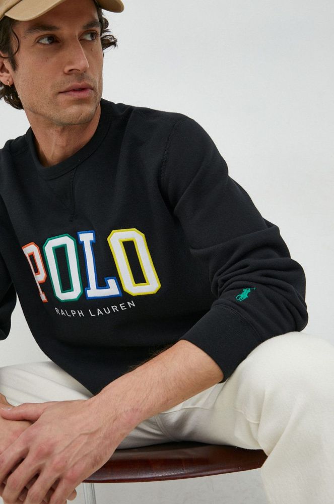 Кофта Polo Ralph Lauren чоловіча колір чорний з аплікацією (2877847)