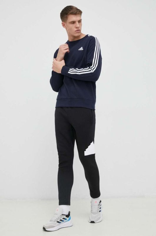 Бавовняна кофта adidas чоловіча колір синій візерунок фото 2