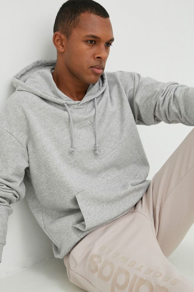 Кофта adidas чоловіча колір сірий з капюшоном меланж (2902011)