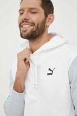 Бавовняна кофта Puma чоловіча колір білий з капюшоном візерунок