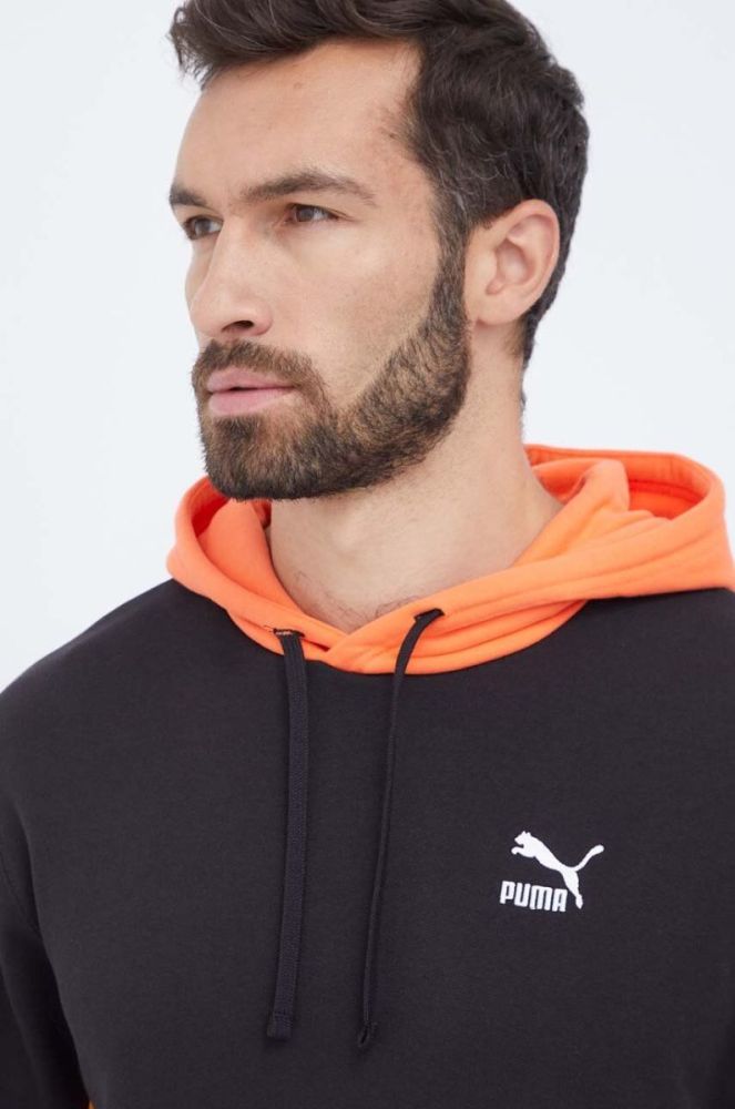 Бавовняна кофта Puma чоловіча колір чорний з капюшоном візерунок (3456552) фото 4