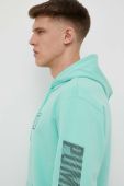 Бавовняна кофта Puma чоловіча колір бірюзовий з капюшоном з принтом