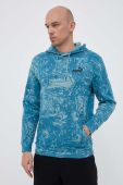 Бавовняна кофта Puma чоловіча з капюшоном візерунок колір блакитний