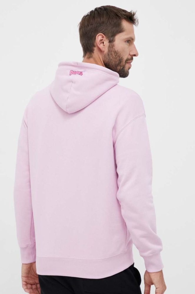Бавовняна кофта Puma X 8ENJAMIN чоловіча колір рожевий з капюшоном з принтом фото 3
