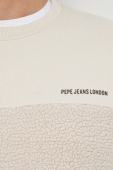 Бавовняна кофта Pepe Jeans Scott Crew чоловіча колір бежевий з аплікацією