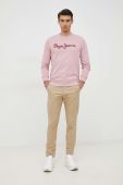 Бавовняна кофта Pepe Jeans Ryan Crew чоловіча колір рожевий з аплікацією