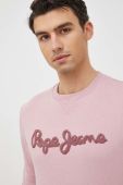 Бавовняна кофта Pepe Jeans Ryan Crew чоловіча колір рожевий з аплікацією