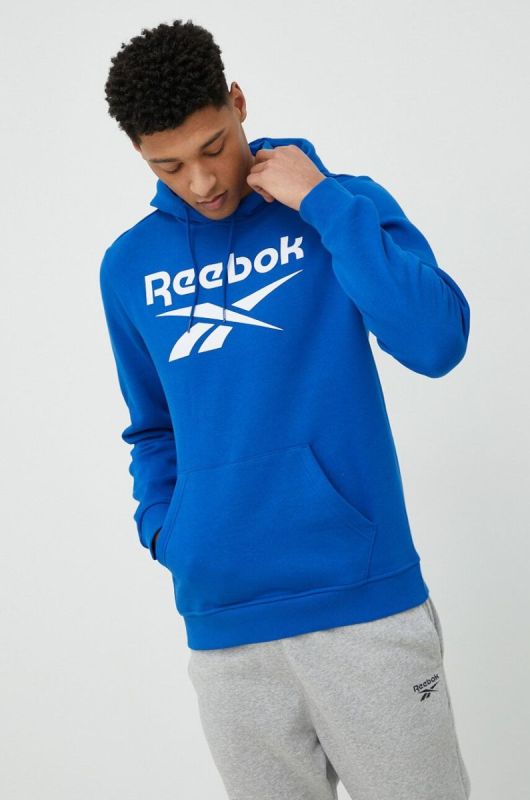Кофта Reebok чоловіча з капюшоном з принтом колір блакитний фото 2